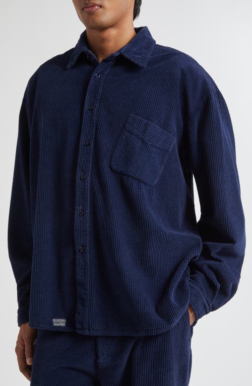 Erl Cotton Shirt With Chest Pocket And Long Sleeves In Blue