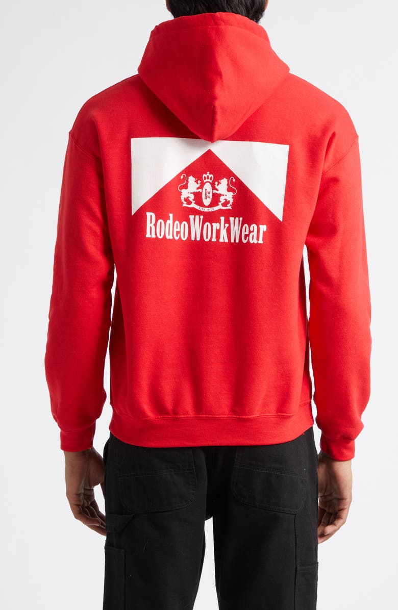 Rodeo Work Wear Flag Logo Fleece Graphic Hoodie, Alternate, color, Red