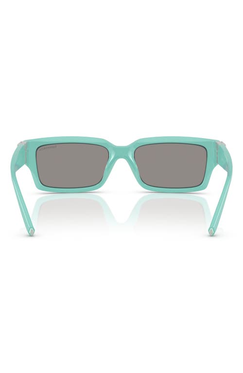 Tiffany & Co . 56mm Rectangular Sunglasses In Blue Silver