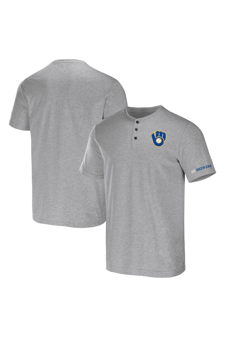Men's Darius Rucker Collection by Fanatics Heather Gray Milwaukee Brewers Henley T-Shirt, Alternate, color, Heather Gray