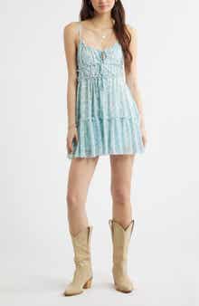 Ruffle Tie Front Tiered Mini Sundress