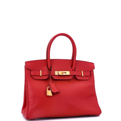 Pre-owned Hermes  Hermes Birkin Handbag Red Epsom With Gold Hardware 30 In Red
