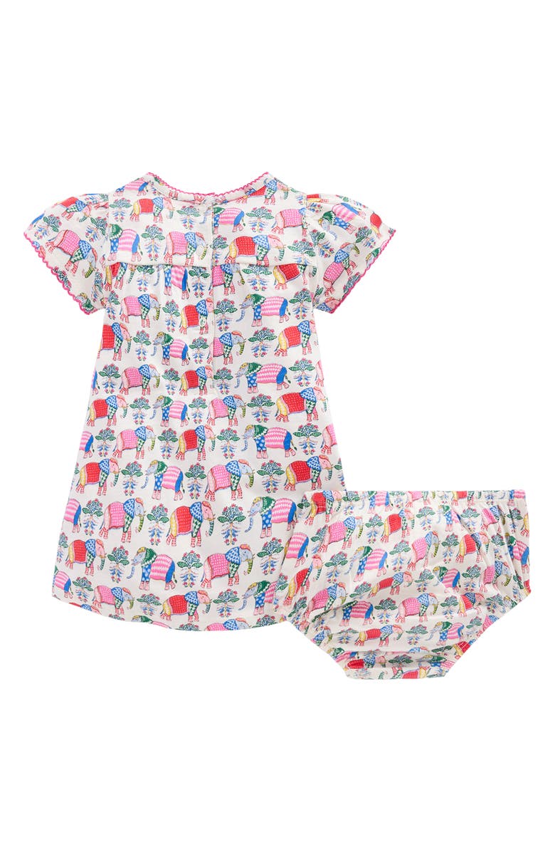 Mini Boden Gathered Jersey Dress, Alternate, color, Multi Small Elephant