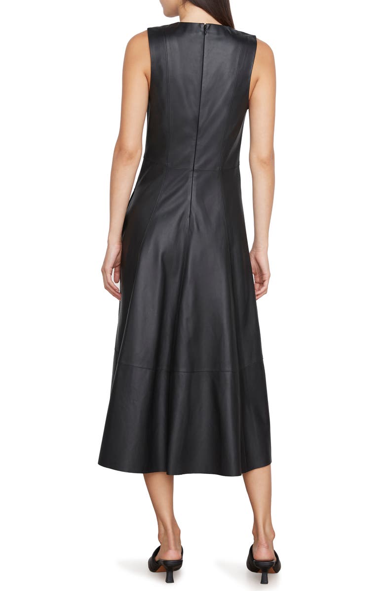 Vince Sleeveless Leather A-Line Midi Dress, Alternate, color, 