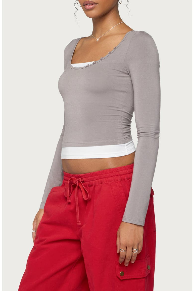 Maira Layered Long Sleeve Top, Alternate, color, DARK-GRAY
