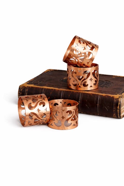 Vintage Inspired Copper Napkin Rings - Set of 4