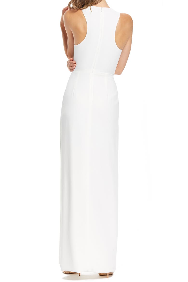 Ariel Racerback Faux Wrap Crepe Gown, Alternate, color, OFF WHITE
