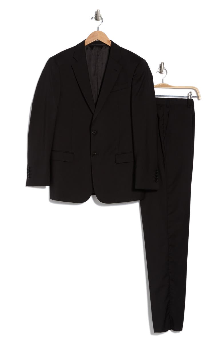 Armani Collezioni Solid Wool Suit, Alternate, color, Solid Black