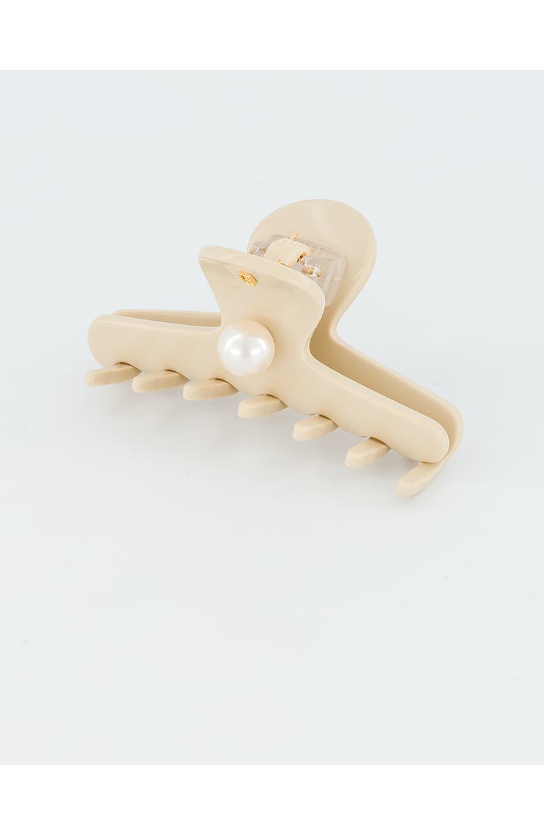 Alexandre de Paris Blanche Acetate and Pearl Hair Claw Clip, Alternate, color, Beige
