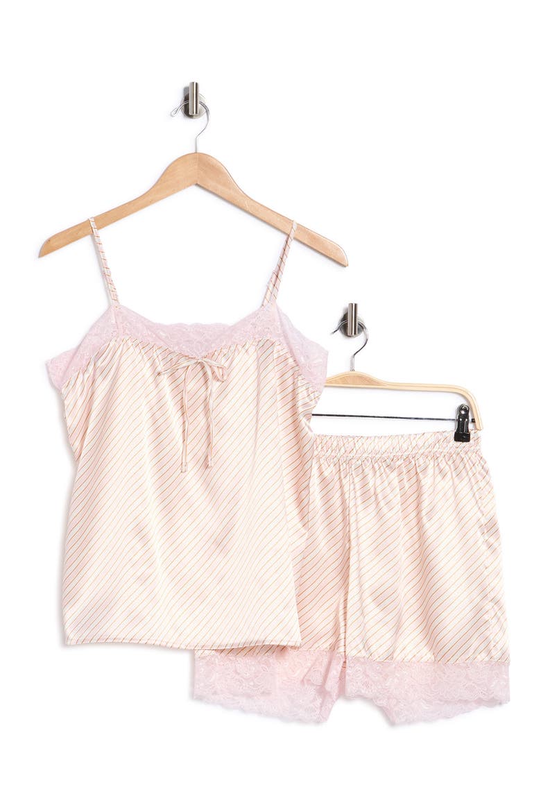 Sateen Lace Short Pajamas, Alternate, color, ICY PINK/DOE