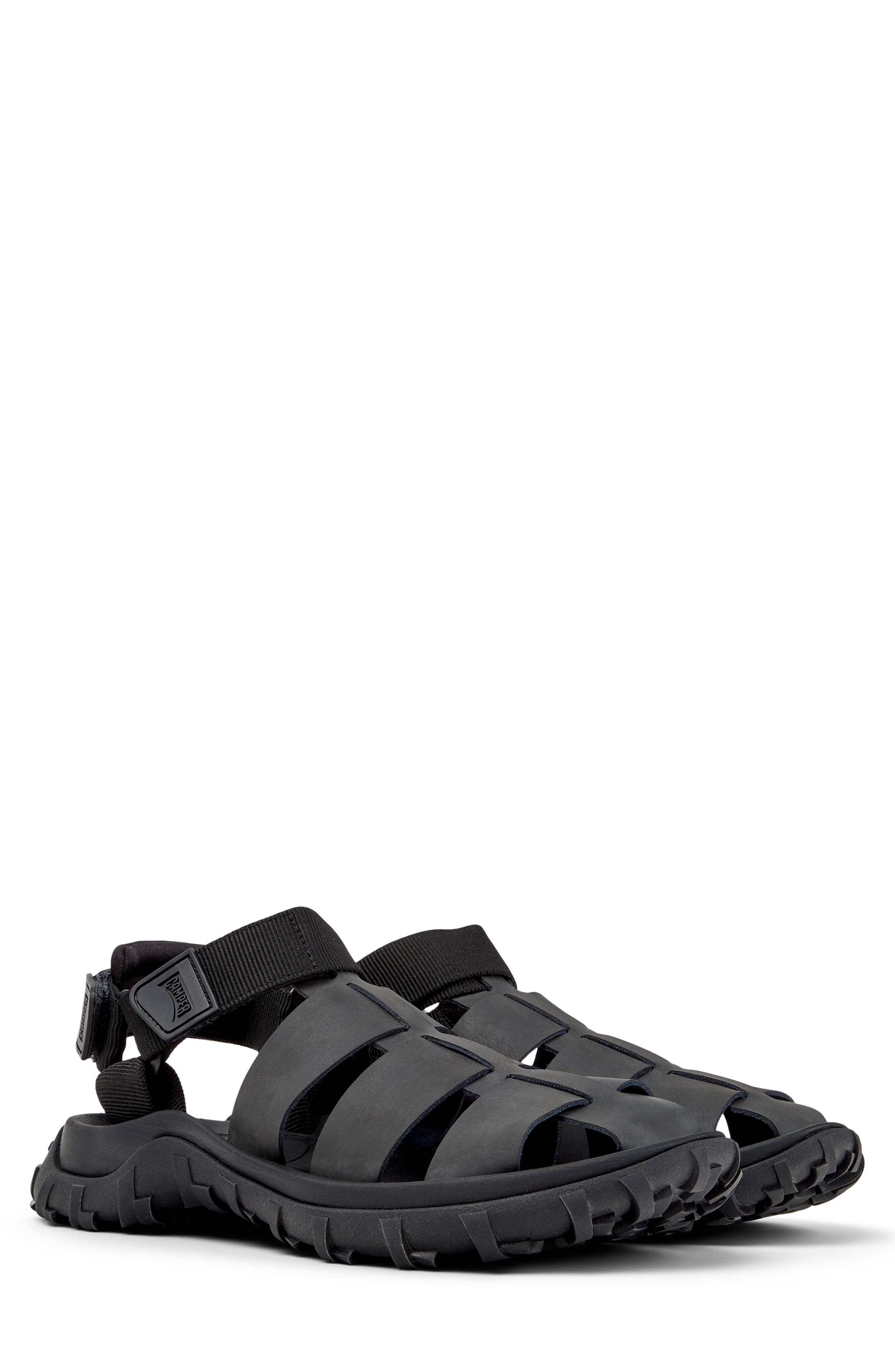 Camper Drift Trail Fisherman Sandal, Main, color, Black