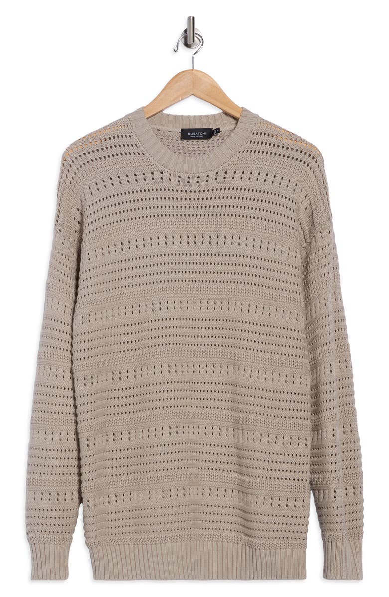 Bugatchi Cotton Crewneck Sweater, Alternate, color, Sand