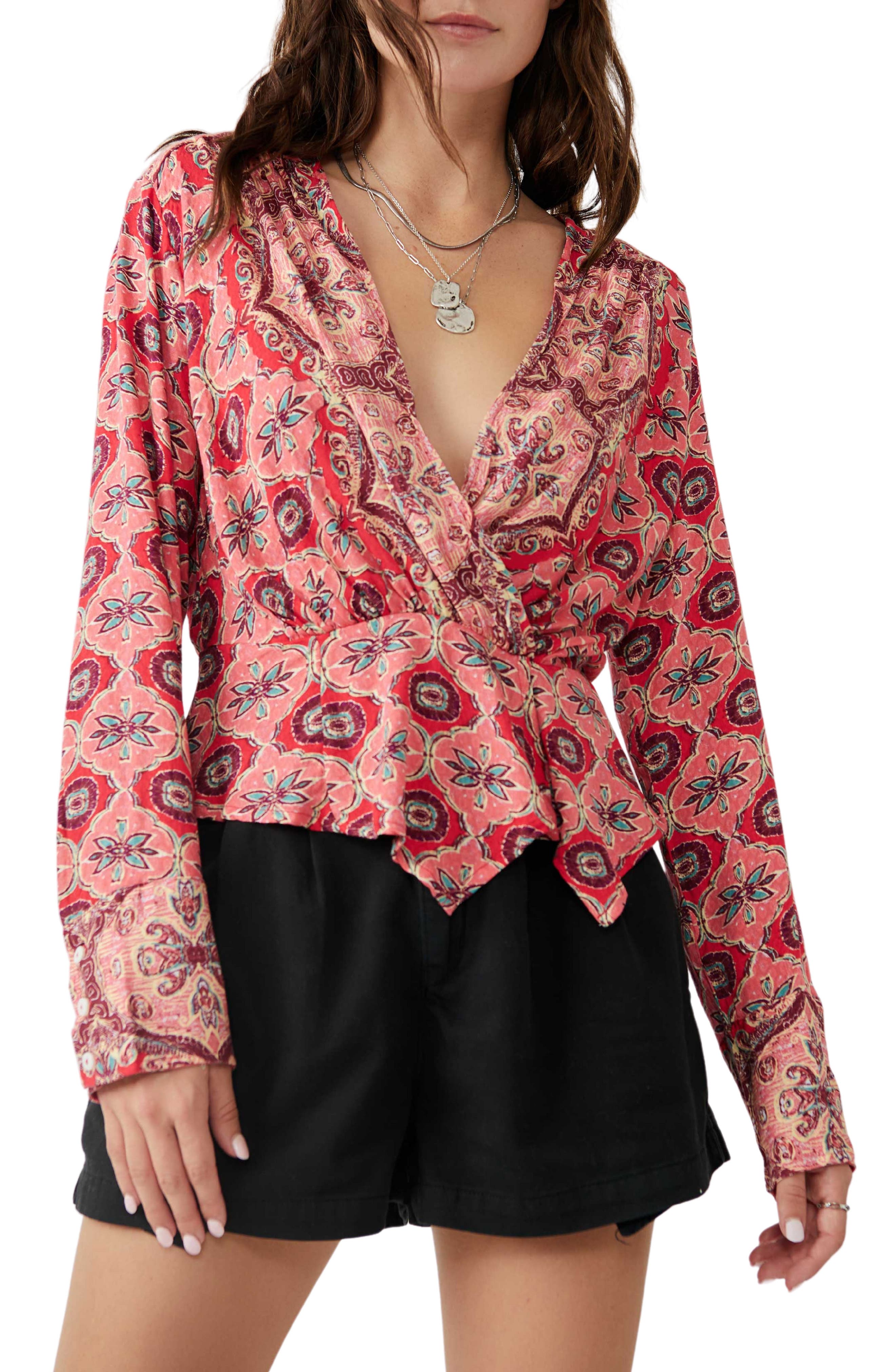 Falling For You Floral Print Peplum Top