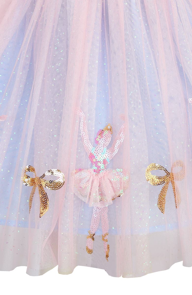 Zunie Kids' Ballerina Border Sequin Party Dress, Alternate, color, Blush Blue