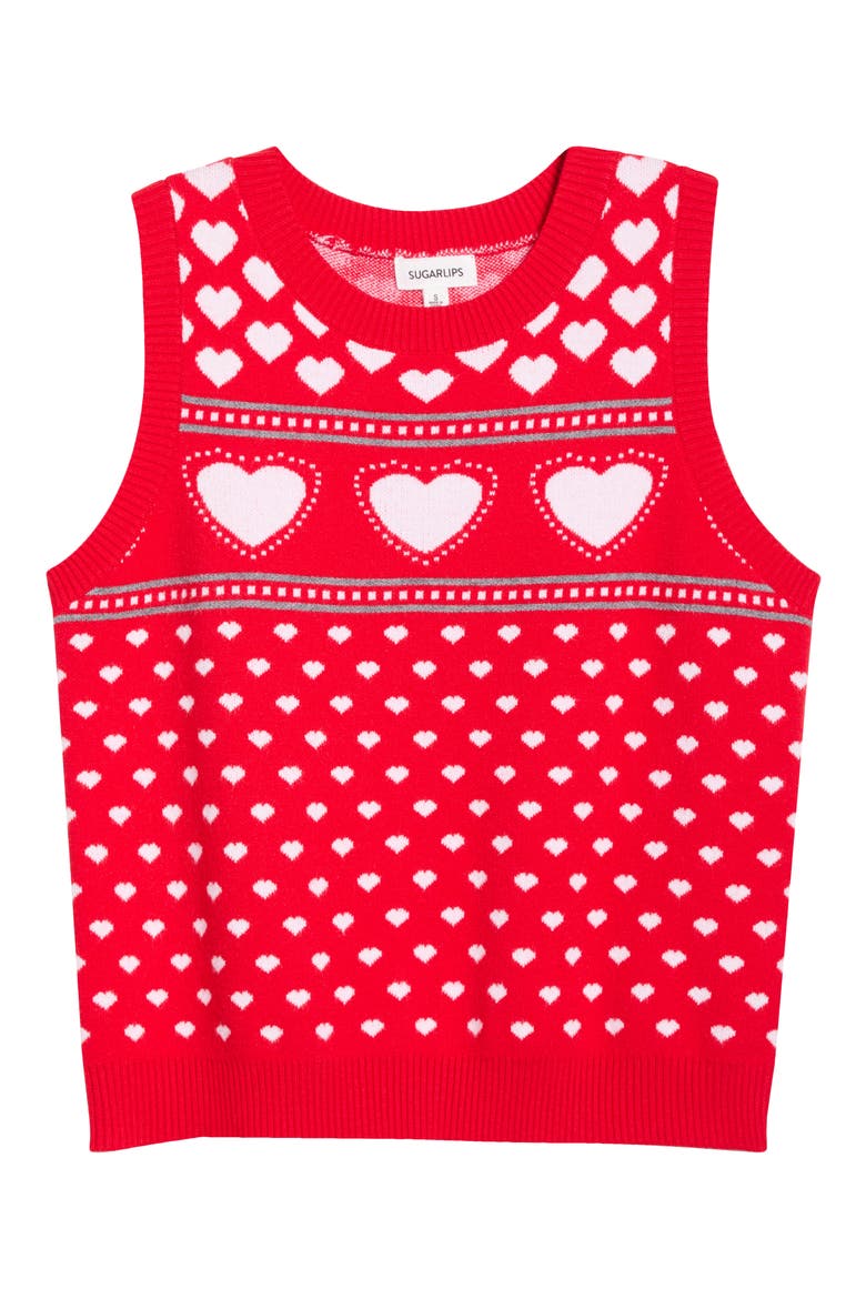 Parisa Heart Sweater Vest, Alternate, color, RED-WHITE