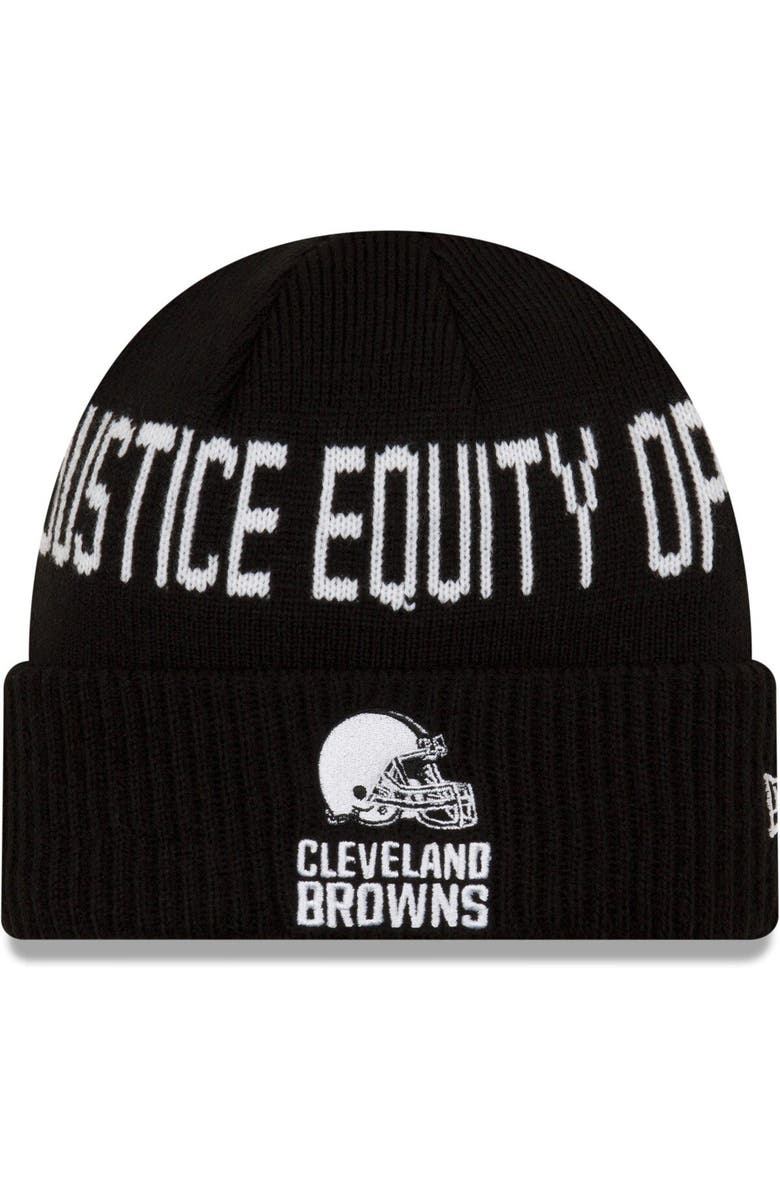 New Era Men's New Era Black Cleveland Browns Team Social Justice Cuffed Knit Hat, Main, color, Black