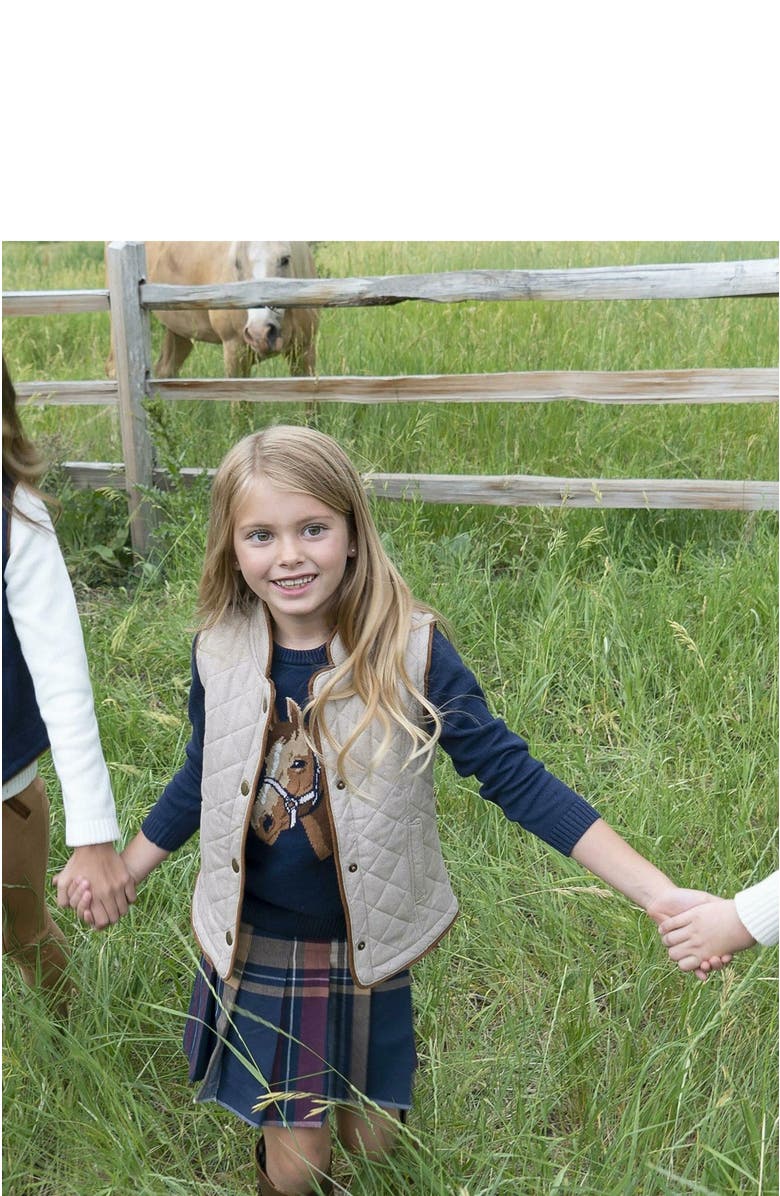 Hope & Henry Baby Girls' Organic Horse Intarsia Sweater, Infant, Alternate, color, Navy