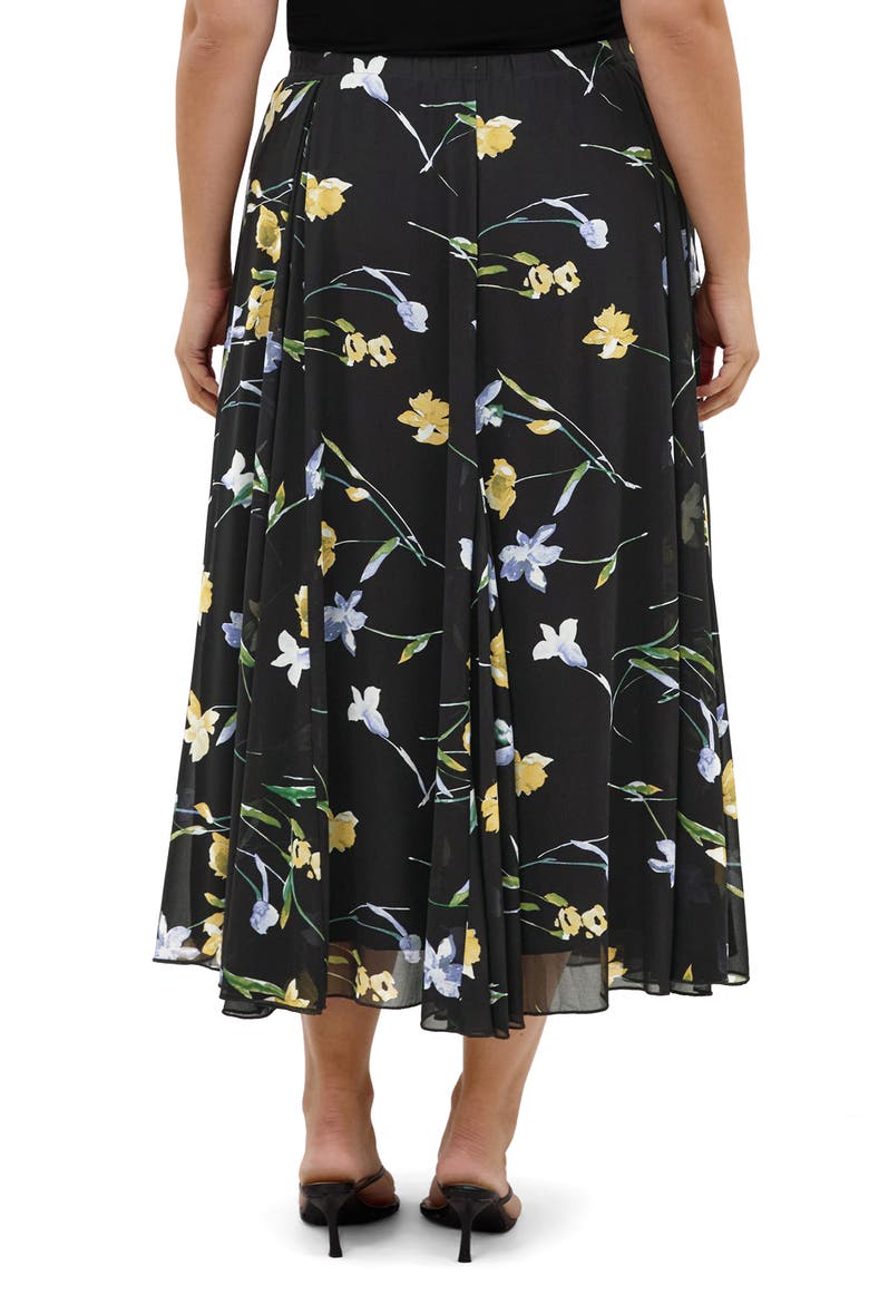 Serene Floral Print A-Line Skirt, Alternate, color, MIDNIGHT PETALS