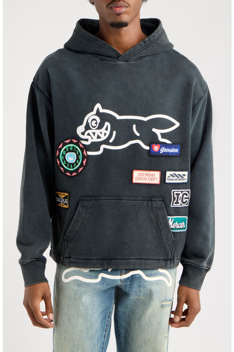 Bacon Cotton Graphic Hoodie, Main, color, JET SET