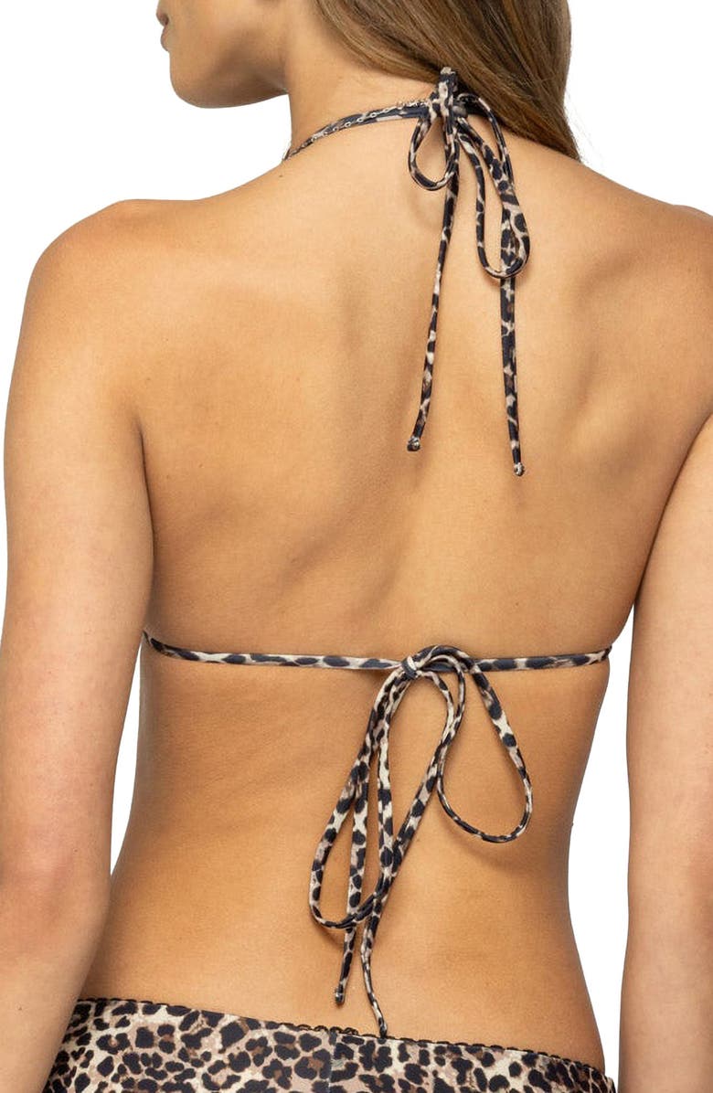 EDIKTED Mich Leopard Print Triangle Bikini Top, Alternate, color, Leopard