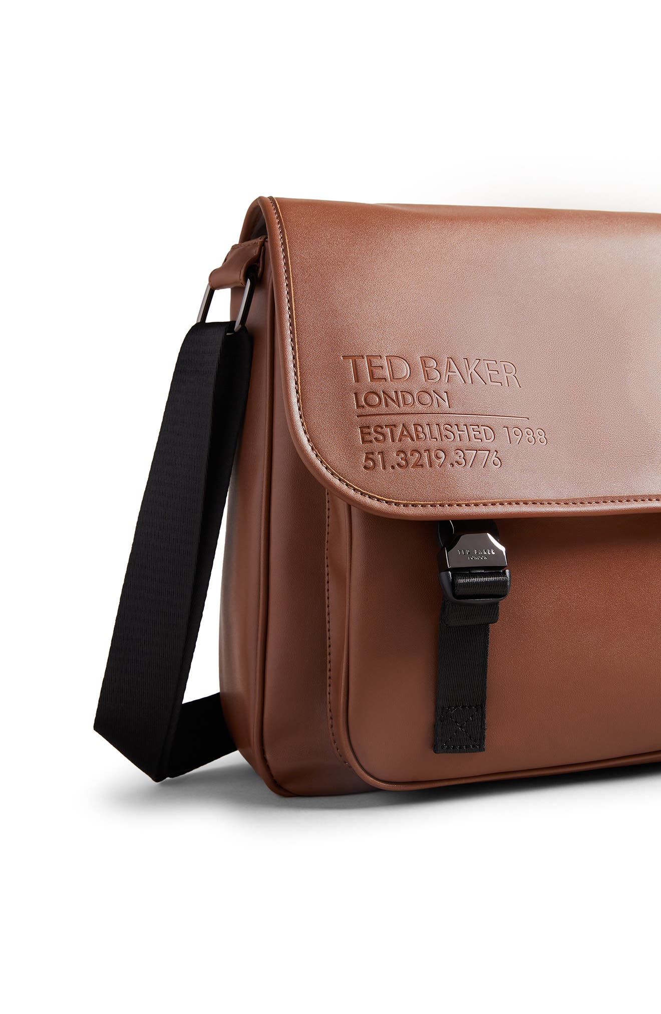 Ted Baker London Phanton Recycled Faux Leather Messenger Bag, Alternate, color, 