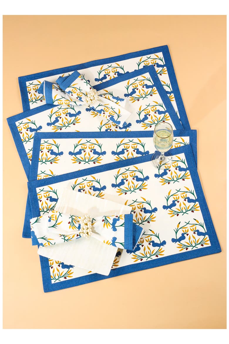 Scarlet Set of 4 Placemats, Alternate, color, BLUE/ YELLOW