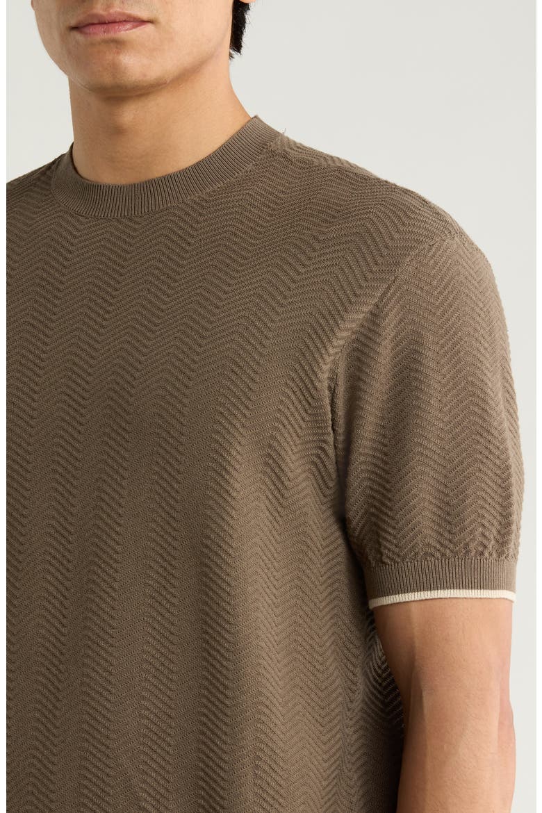 Tipped Chevron Knit T-Shirt, Alternate, color, SOLID DARK BROWN