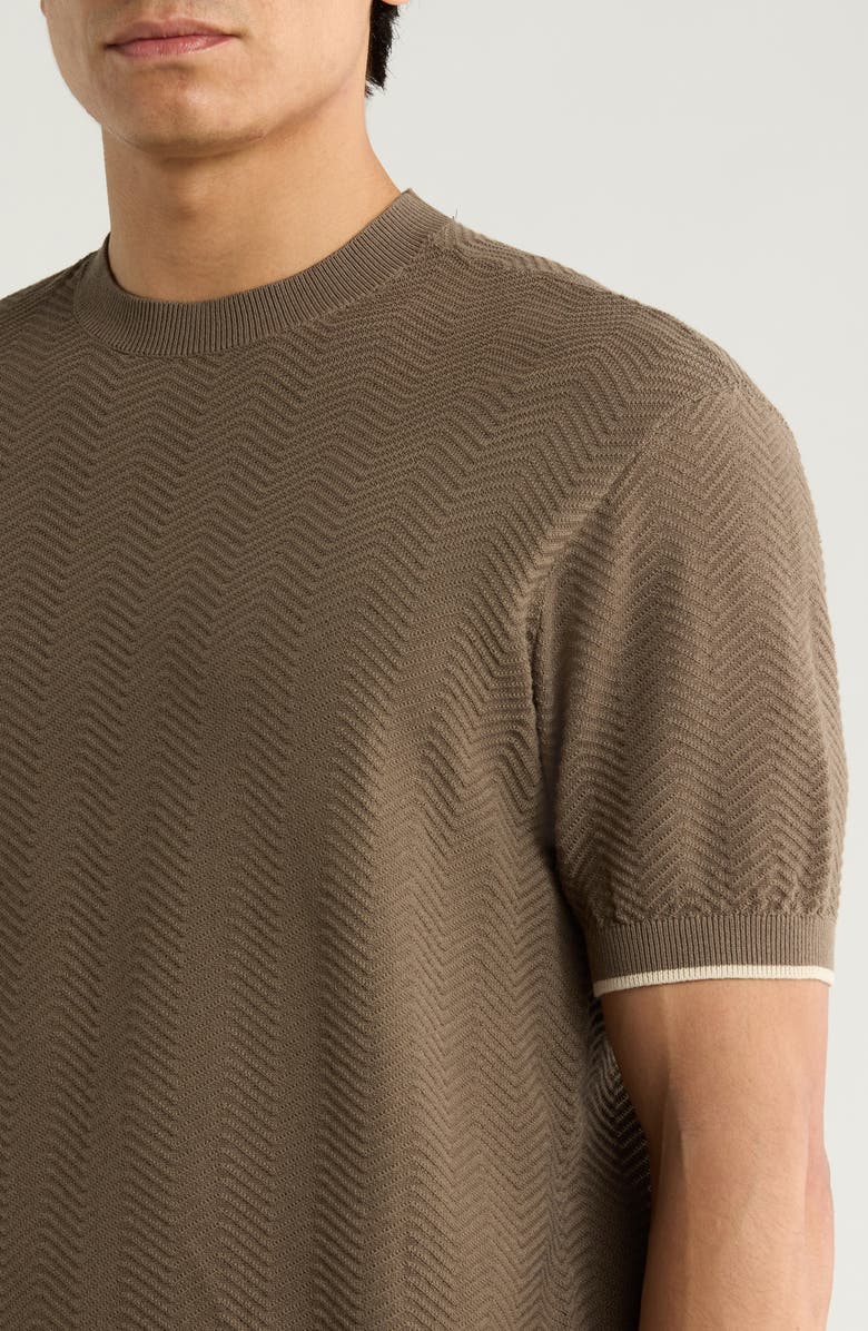 Emporio Armani Tipped Chevron Knit T-Shirt, Alternate, color, Solid Dark Brown