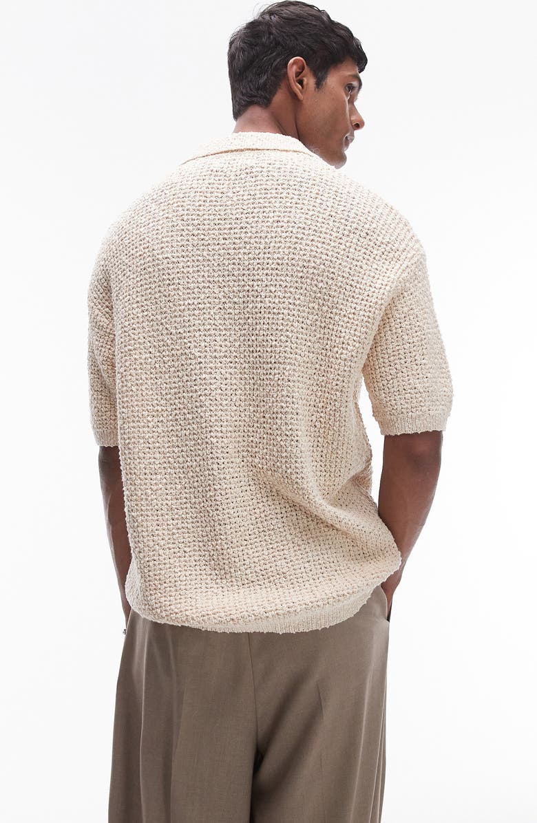 Topman Johnny Collar Textured Cotton Polo, Alternate, color, 