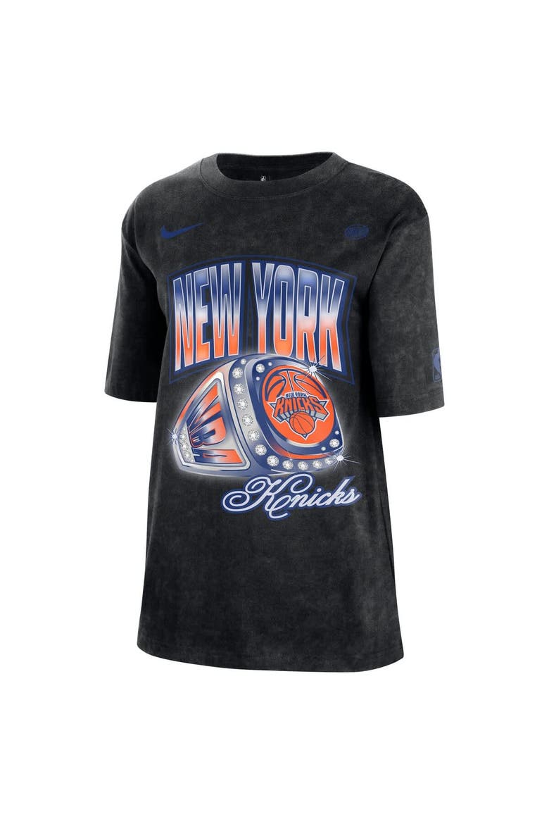 Women's Nike Black New York Knicks Courtside Original Content Vintage Washed Boyfriend T-Shirt, Alternate, color, Black