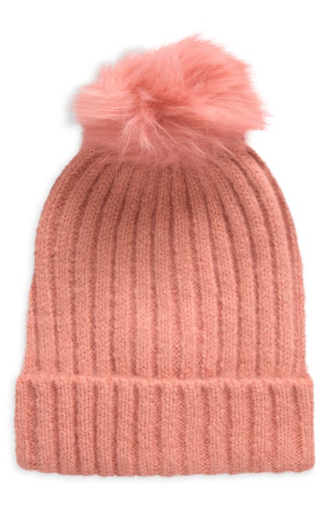 Faux Fur Pom Beanie