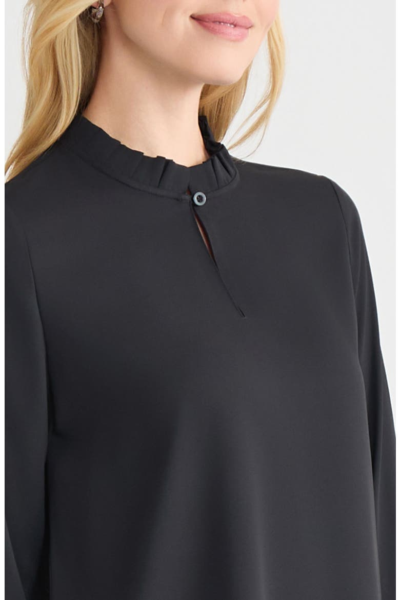 Crêpe de Chine Long Sleeve Shirt, Alternate, color, BLACK