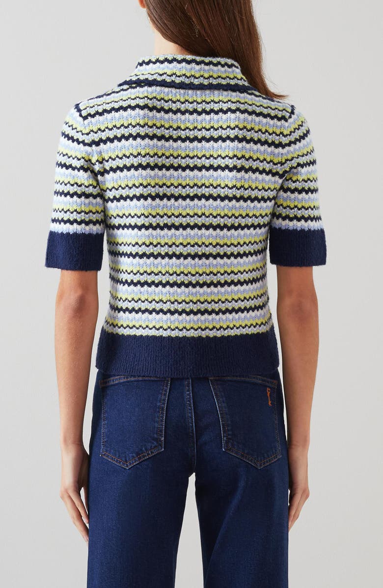 LK Bennett Lois Stripe Cotton & Merino Wool Blend Top, Alternate, color, Navy