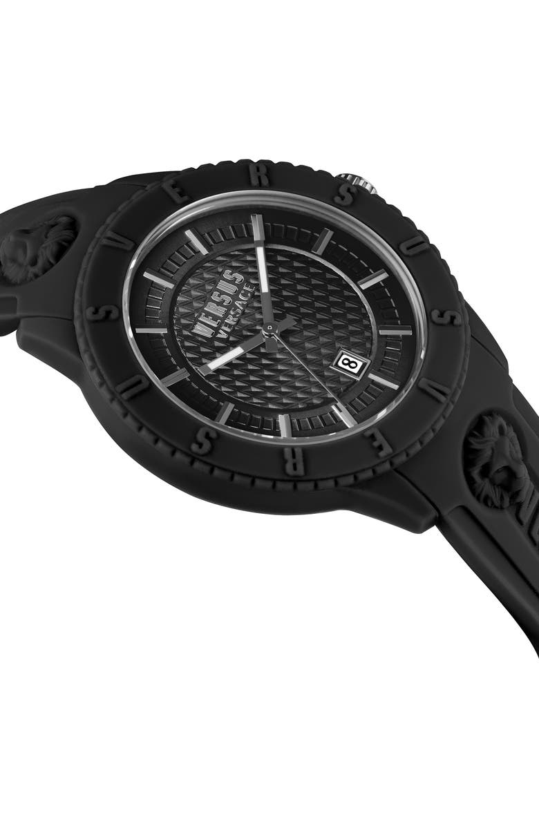 VERSUS Versace Women's Silicone Strap Quartz Watch, 42mm, Alternate, color, Black
