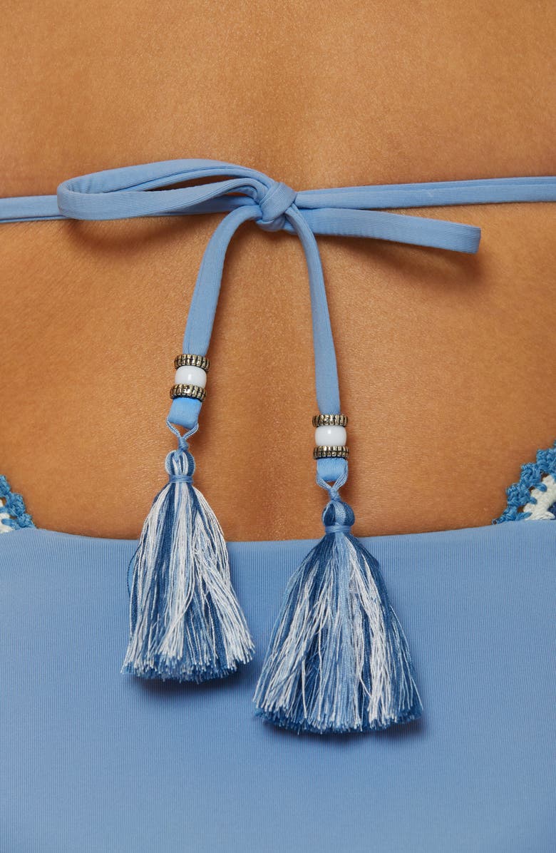 Lucky Brand Malaga Crochet Trim One-Piece Swimsuit, Alternate, color, 