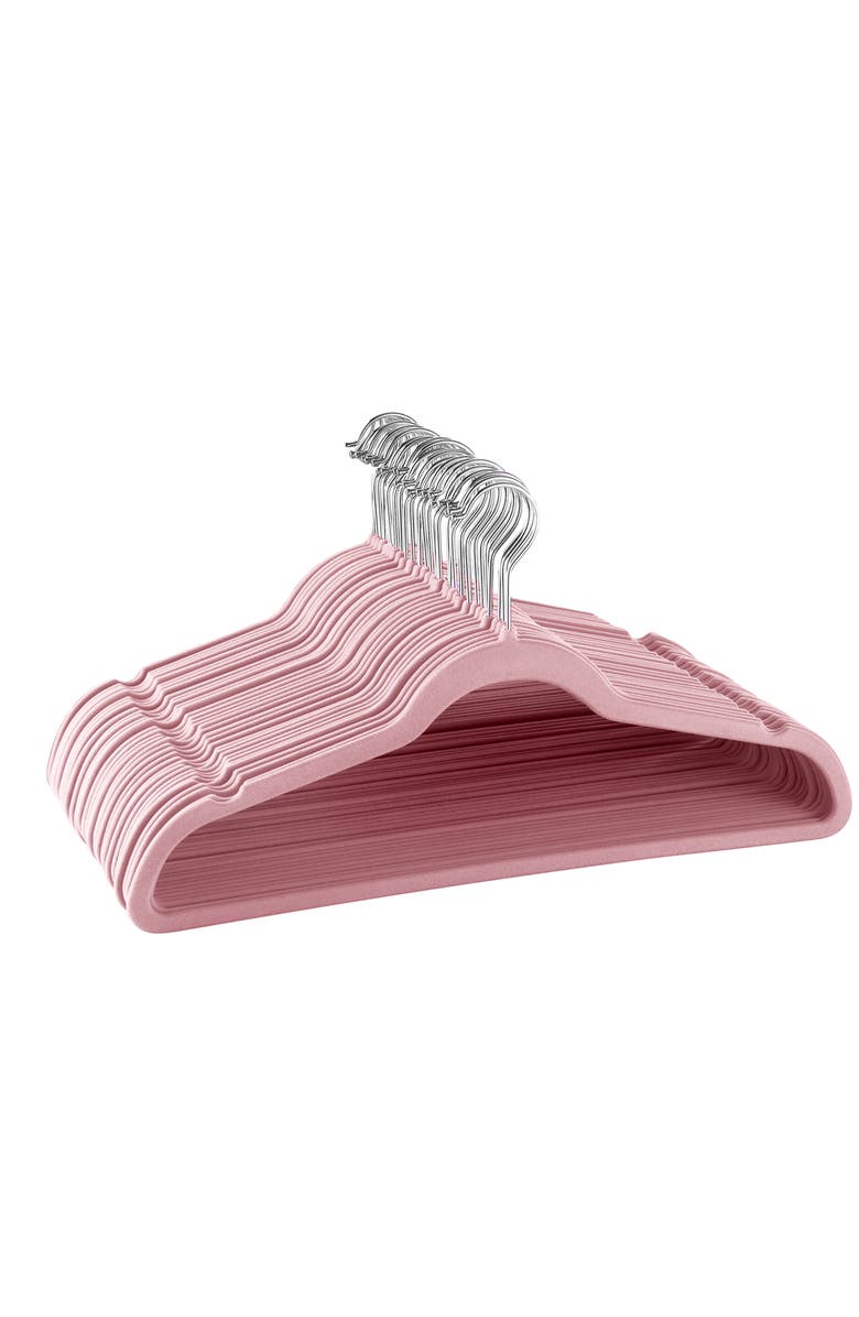 Elama Home 30 Piece Velvet Slim Profile Heavy Duty Felt Hangers with Stainless Steel Swivel Hooks, Main, color,