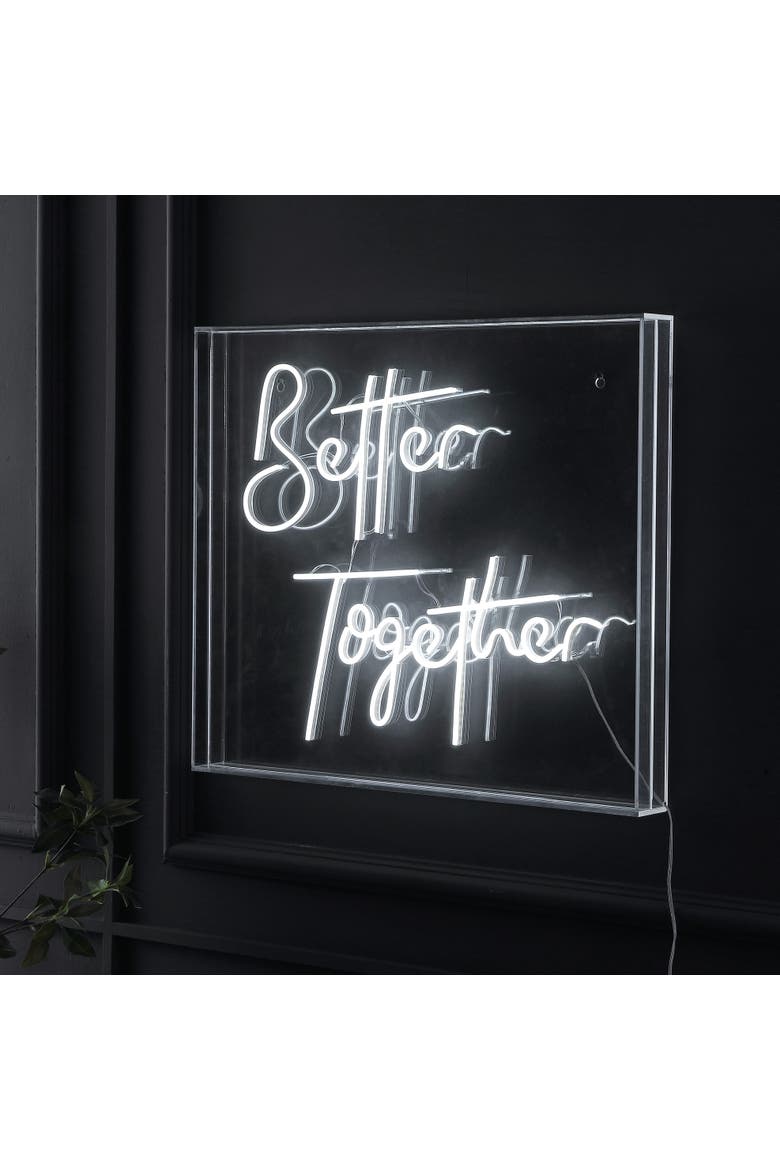 Better Together 23.63" X 20" Contemporary Glam Acrylic Box USB Operated LED Neon Light, White, Alternate, color, White