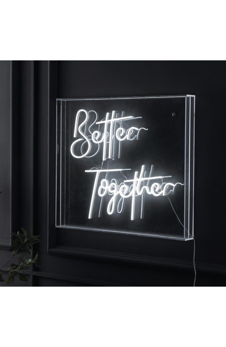 JONATHAN Y Better Together 23.63" X 20" Contemporary Glam Acrylic Box USB Operated LED Neon Light, White, Alternate, color, White