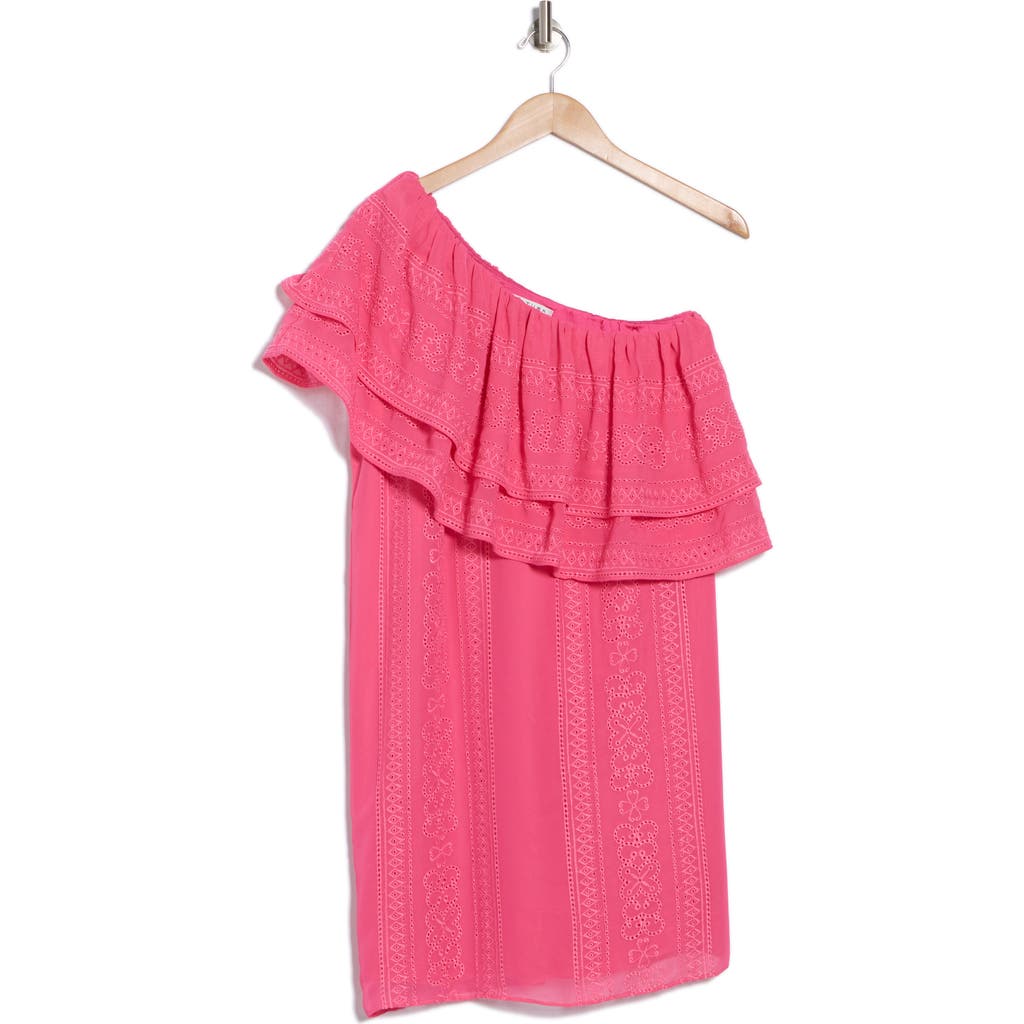Shop Trina Turk Phebe Embroidered One-shoulder Dress In Flower Child