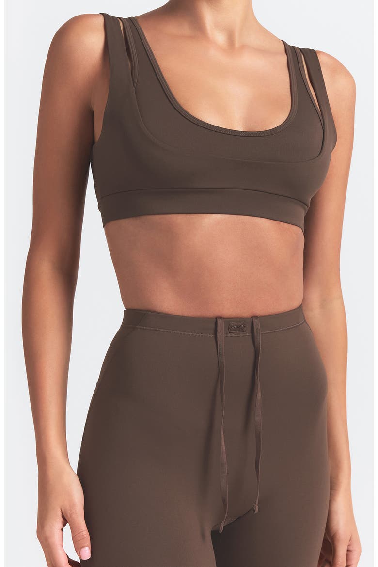 Matte Double Strap Scoop Bra, Alternate, color, DARK SEPIA