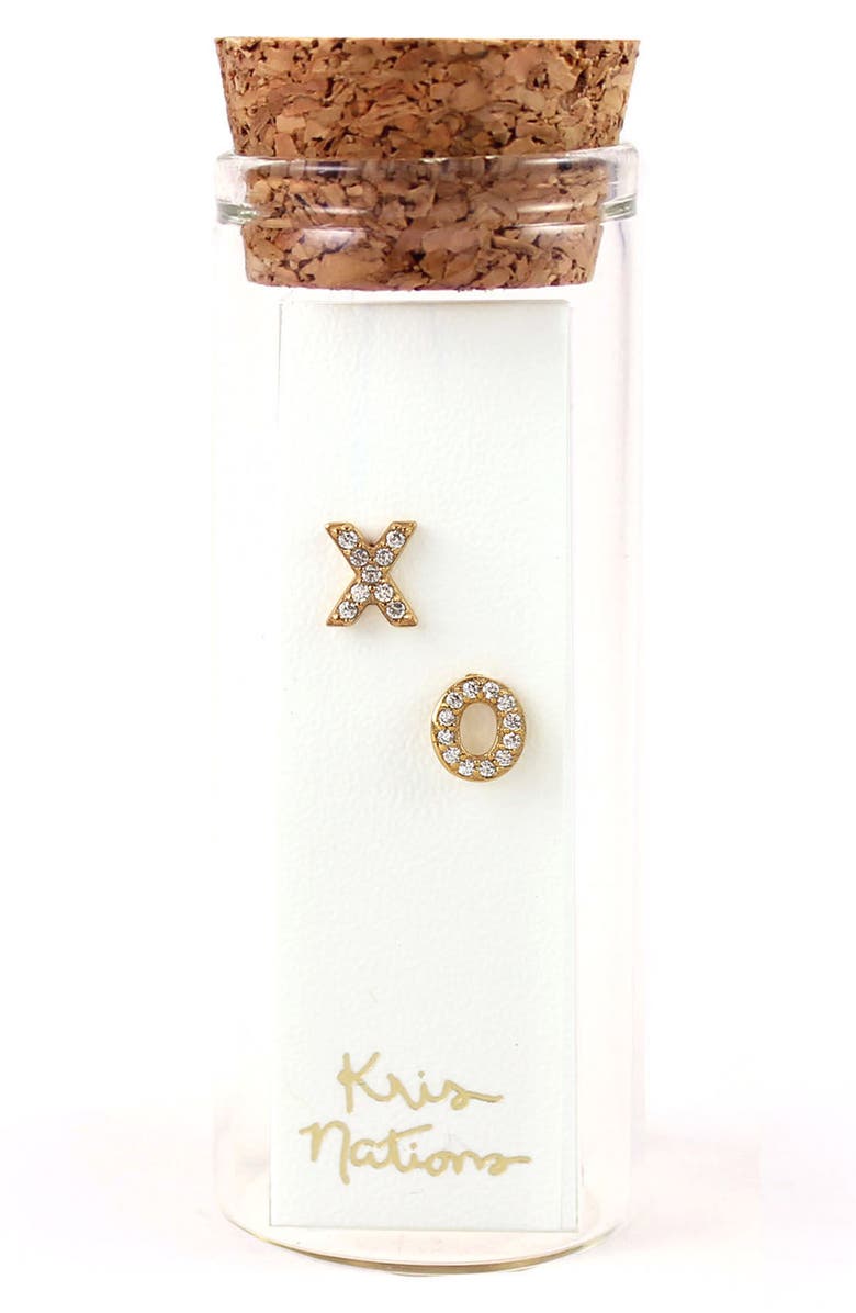 Kris Nations Pavé XO Stud Earrings, Alternate, color, 