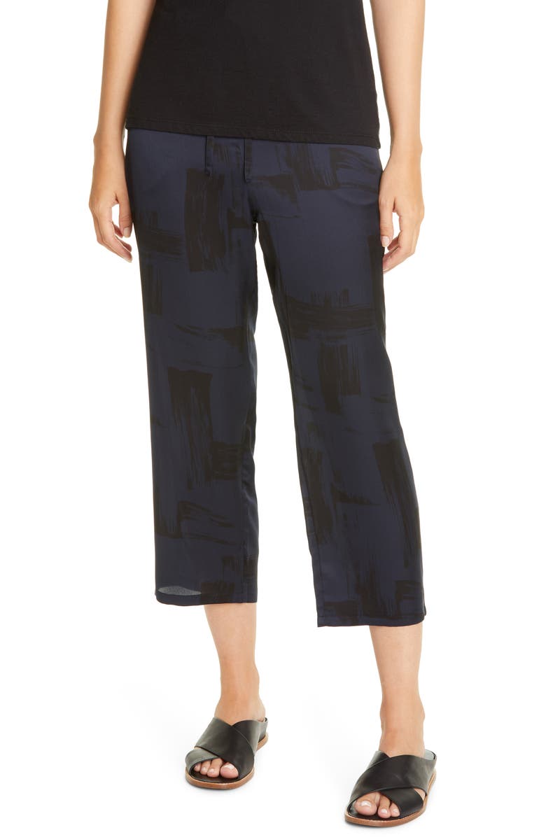 Eileen Fisher Slouchy Silk & Organic Cotton Crop Pants, Main, color, 