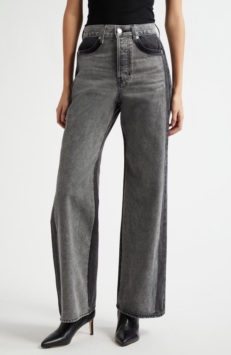 Veronica Beard Taylor Two-Tone High Waist Wide Leg Jeans