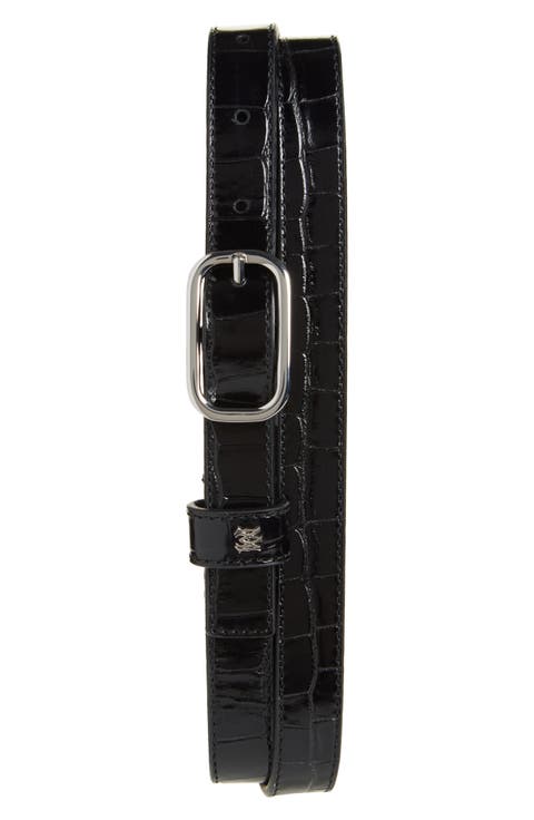 Croc Embossed Leather Belt