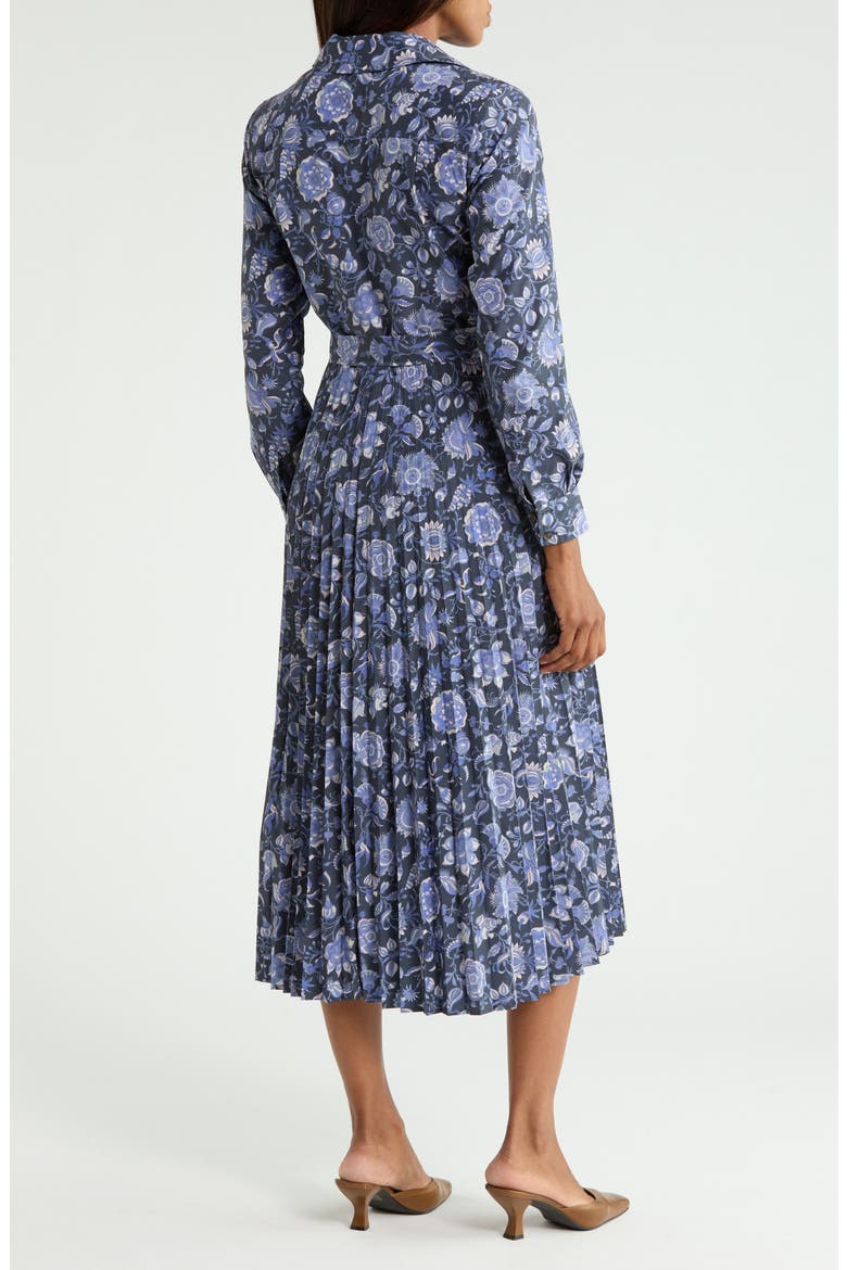 Kenza Pleated Long Sleeve Shirtdress, Alternate, color, BATIK NAVY FLORAL
