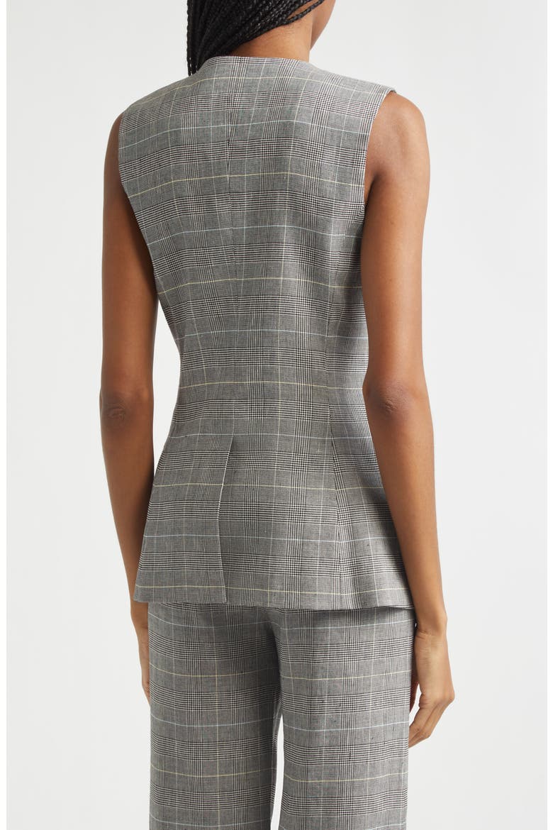 Lois Glen Plaid Linen Blend Vest, Alternate, color, BLACK MULTI