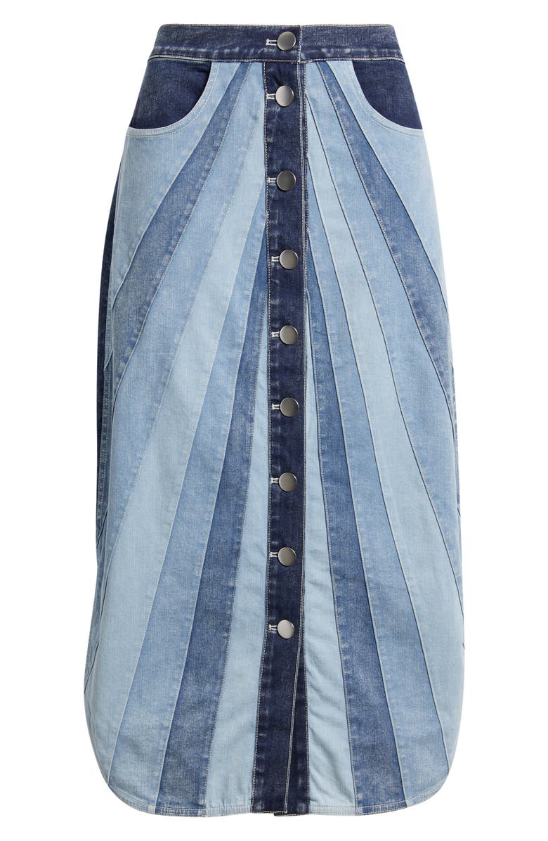 LOVE THE LABEL Apolline Denim Midi Skirt, Alternate, color, Paneled Denim