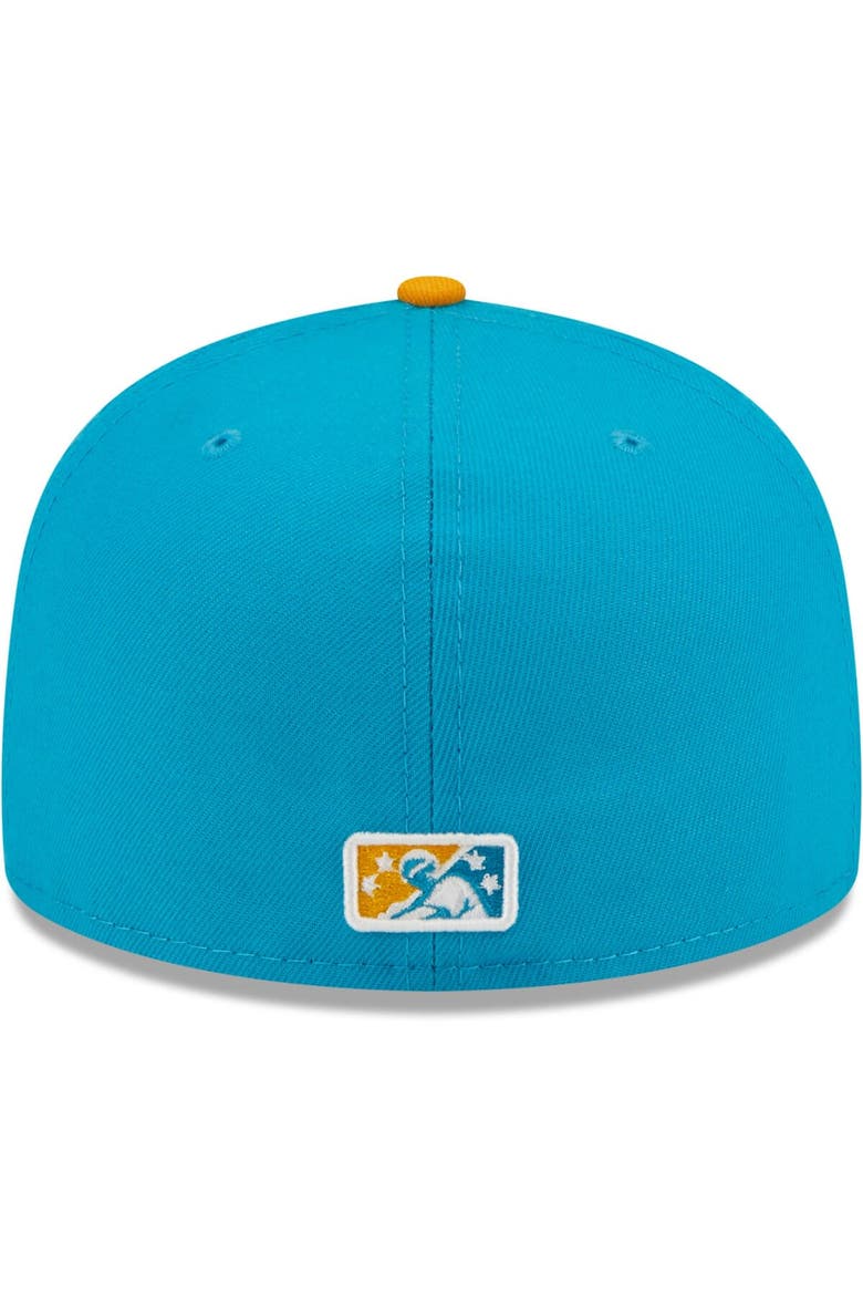 Men's New Era Aqua/Orange Locos de Lansing Copa De La Diversion 59FIFTY Fitted Hat, Alternate, color, Aqua