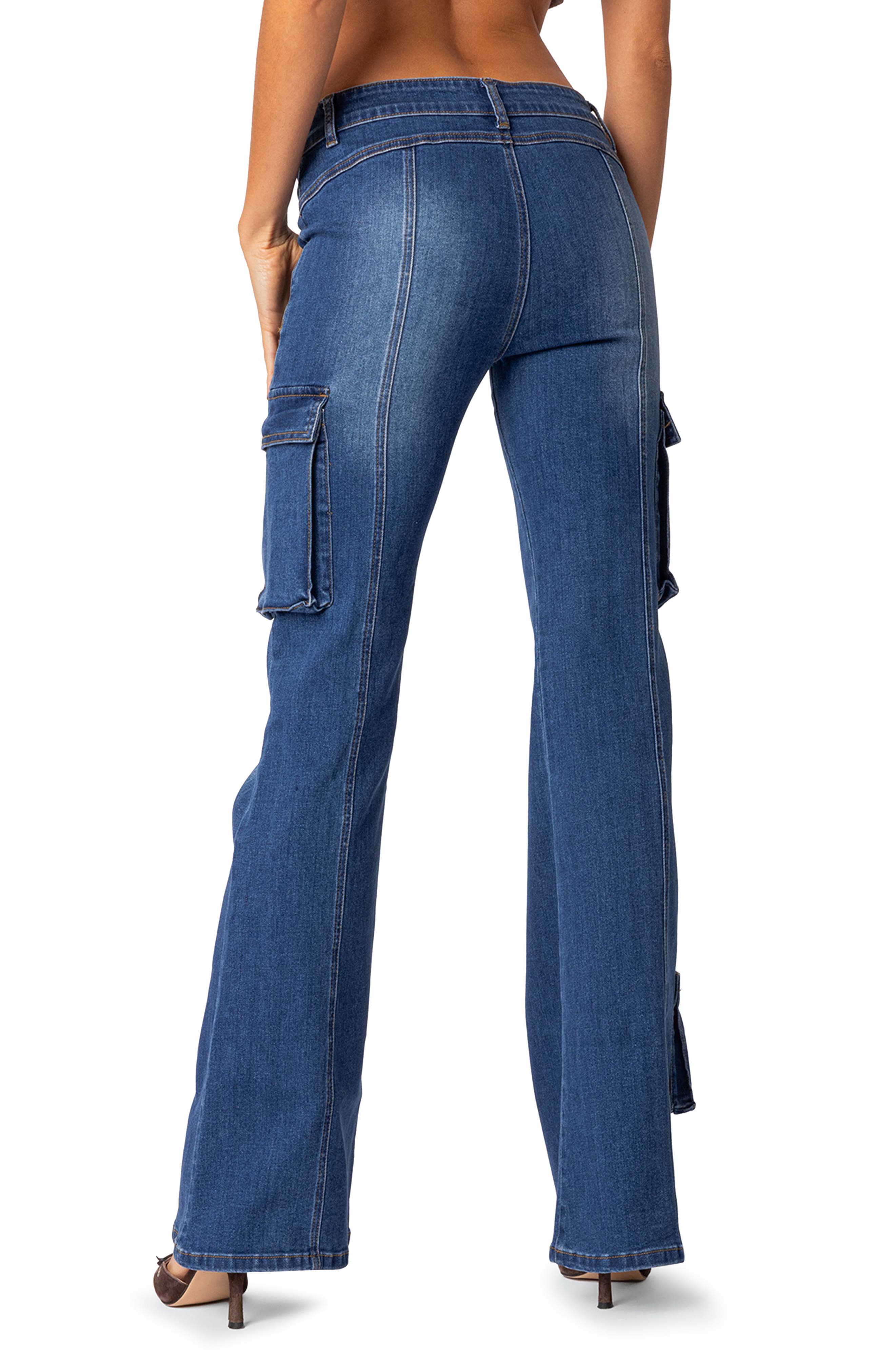 Roslyn Flare Leg Denim Cargo Pants - image 2