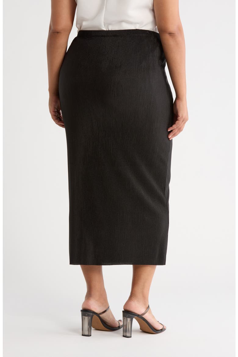 Plissé Midi Skirt, Alternate, color, BLACK